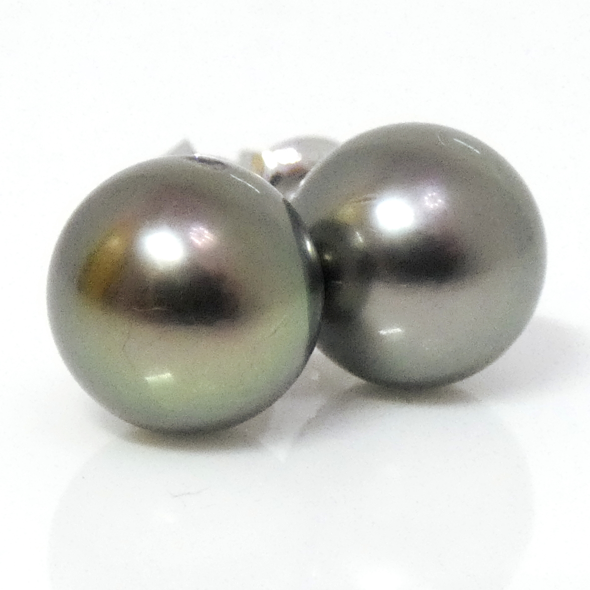 Peacock 7.8mm Collins Tahitian Round Pearl Earrings